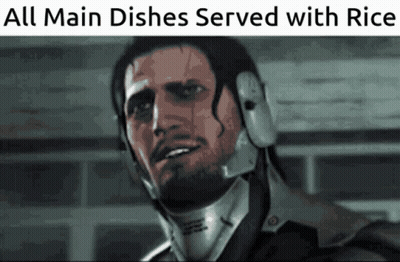 Man In Helmet All Main Dishes Served With Rice GIF