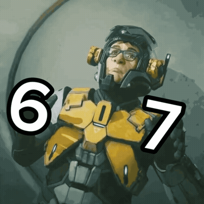 Man In Helmet And Glasses With Numbers 6 And 7 GIF