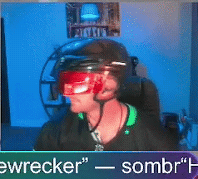 Man In Helmet And Goggles At Screen Saying Ewrecker Sombr GIF