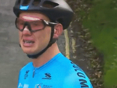 Man In Helmet And Goggles Blue Shirt S On Sleeve GIF