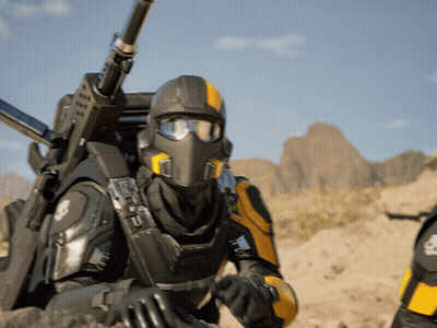 Man In Helmet And Goggles Holding Gun GIF