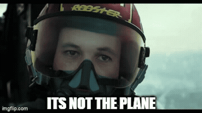 Man In Helmet And Goggles Saying It's Not The Plane GIF