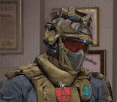Man In Helmet And Mask Saying Nooo GIF
