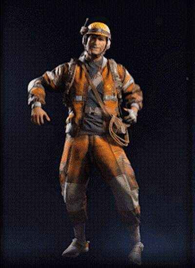 Man In Helmet And Orange Overalls In Dark GIF