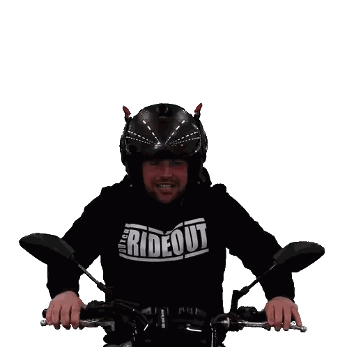 Man In Helmet And Rideout Shirt Sticker