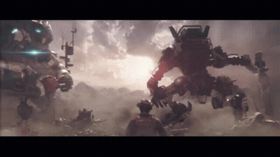 Man In Helmet Facing Robot GIF