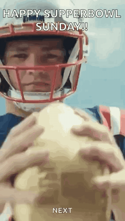 Man In Helmet Holding Football Happy Supperbowl Sunday GIF