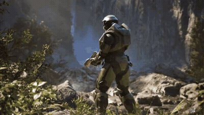 Man In Helmet Holding Glowing Blue Sword GIF