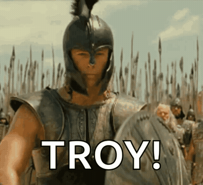 Man In Helmet Holding Troy Shield GIF