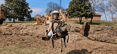 Man In Helmet On Swing GIF