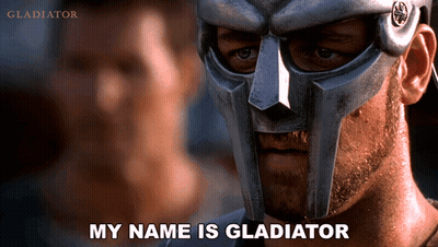 Man In Helmet Saying My Name Is Gladiator GIF