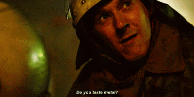 Man In Helmet Says Do You Taste Metal GIF