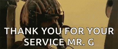 Man In Helmet Says Thank You For Your Service Mr G GIF