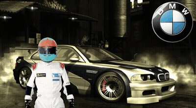 Man In Helmet Standing In Front Of BMW GIF