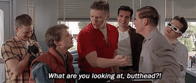 Man In Helmet Talking To Man Saying Are You In Or Out GIF