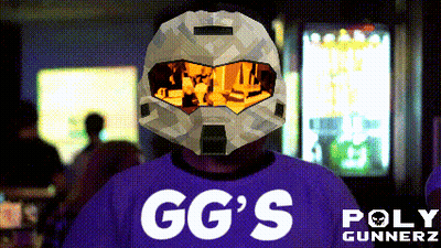 Man in Helmet With GG's Poly Gunnerz Shirt