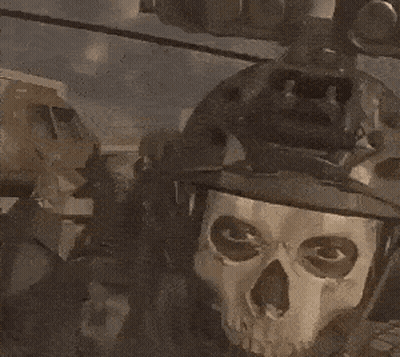 Man In Helmet With Skull GIF