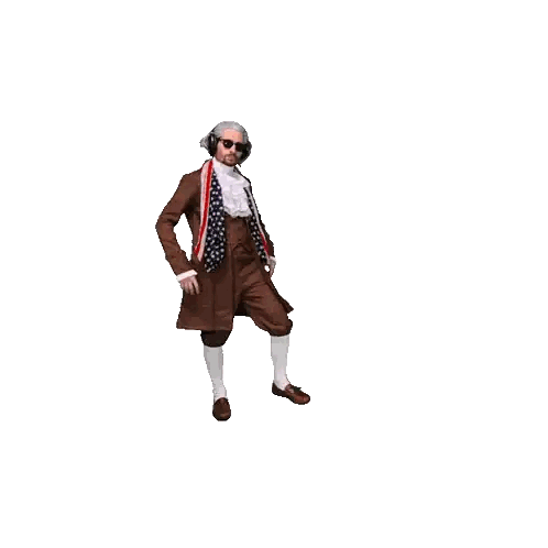 Man In Historical Costume Dancing With American Flag Scarf Sticker