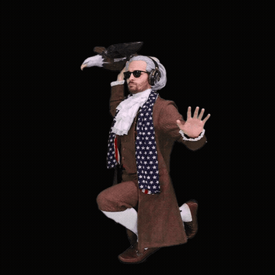 Man in Historical Costume Holding Eagle on Shoulder