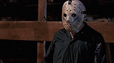 Man In Hockey Mask Holding Knife GIF
