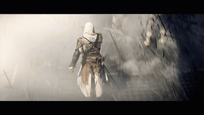 Man In Hooded Cloak Walking In Fog GIF