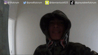 Man In Hooded Jacket With Social Media Icons GIF