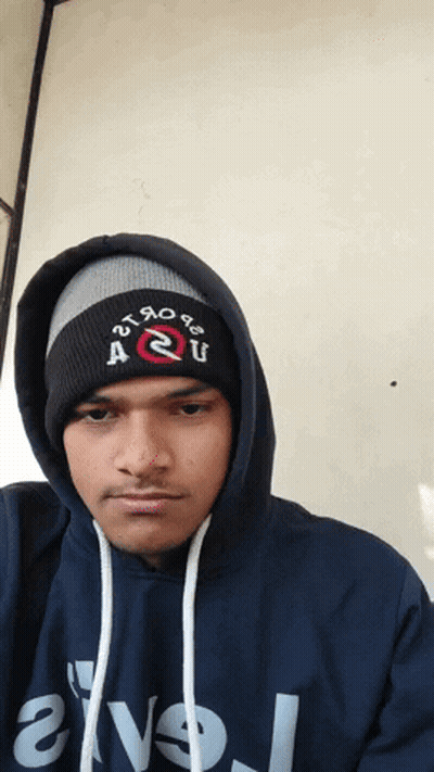 Man In Hoodie And Beanie With A2U Embroidered GIF