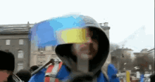 Man In Hoodie Waving Flag Of Ukraine GIF