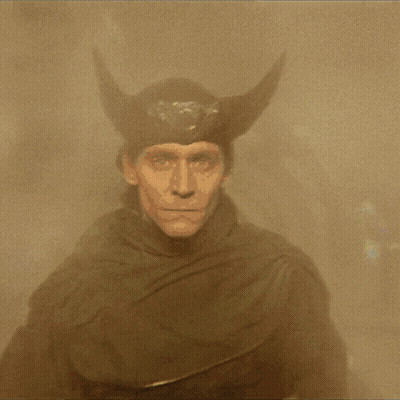 Man In Horned Helmet Flying With Arms Outstretched GIF
