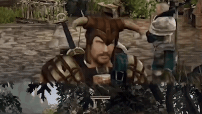 Man In Horned Helmet With Sword Video Game GIF