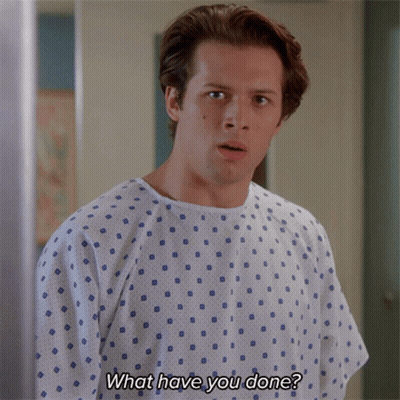 Man In Hospital Gown Asking What Have You Done GIF