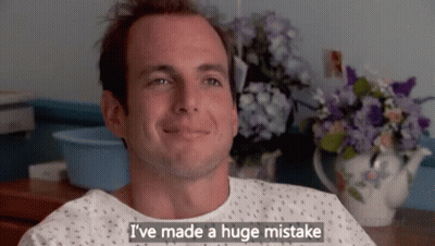 Man in Hospital Gown Saying I've Made a Huge Mistake
