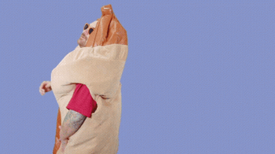 Man In Hot Dog Costume Did I Do That GIF
