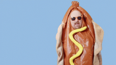 Man In Hot Dog Costume Saying How Dare You GIF