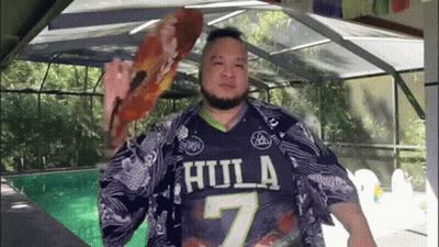 Man In Hula Jersey Number 7 At Pool GIF