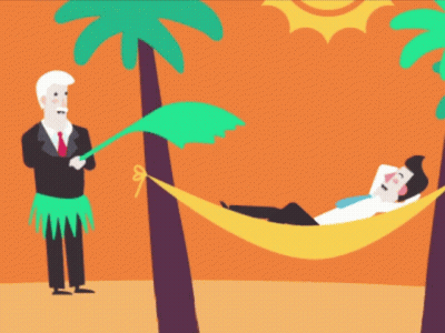 Man In Hula Skirt Next To Man In Hammock GIF