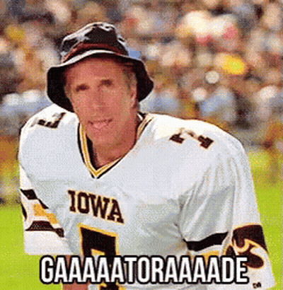 Man In Iowa Jersey And Hat On Field GIF
