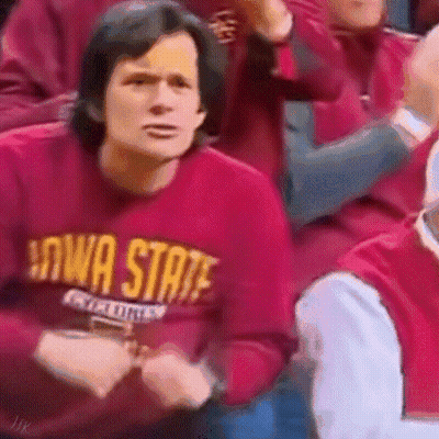 Man In Iowa State Sweatshirt Sitting In Crowd GIF