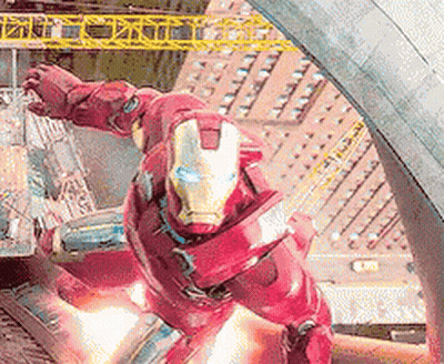 Man In Iron Man Suit Flying GIF