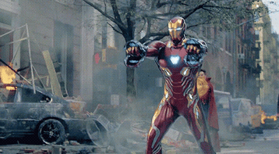Man In Iron Man Suit Standing In City GIF