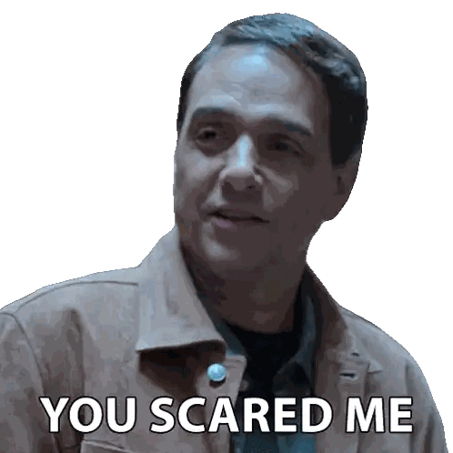 Man In Jacket Saying You Scared Me Sticker