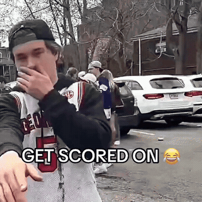Man In Jersey Saying Get Scored On Covering Mouth GIF