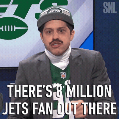 Man In Jets Hat Saying There's 8 Million Jets Fans GIF