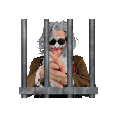 Man In Joker Costume Behind Bars Sticker