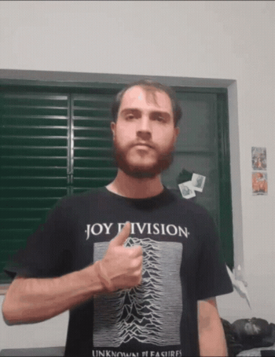Man In Joy Division T-Shirt Giving Thumbs Up GIF