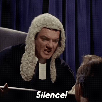 Man In Judge's Wig Says Silence GIF