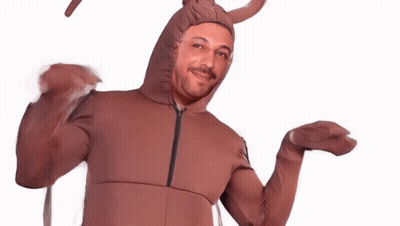 Man In Kangaroo Costume Smiling Funny Face GIF