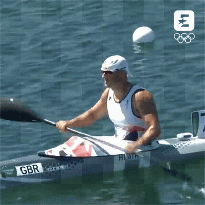 Man In Kayak With GBR Written On It GIF