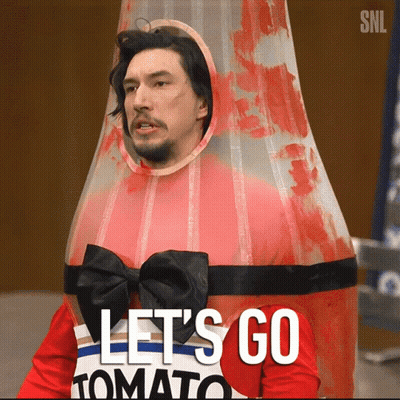 Man In Ketchup Bottle Costume Saying Let's Go GIF