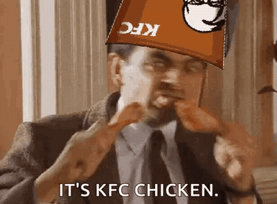 Man in KFC Hat Eating Chicken Leg